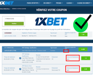 Checking a 1xbet coupon to track and validate your sports bets